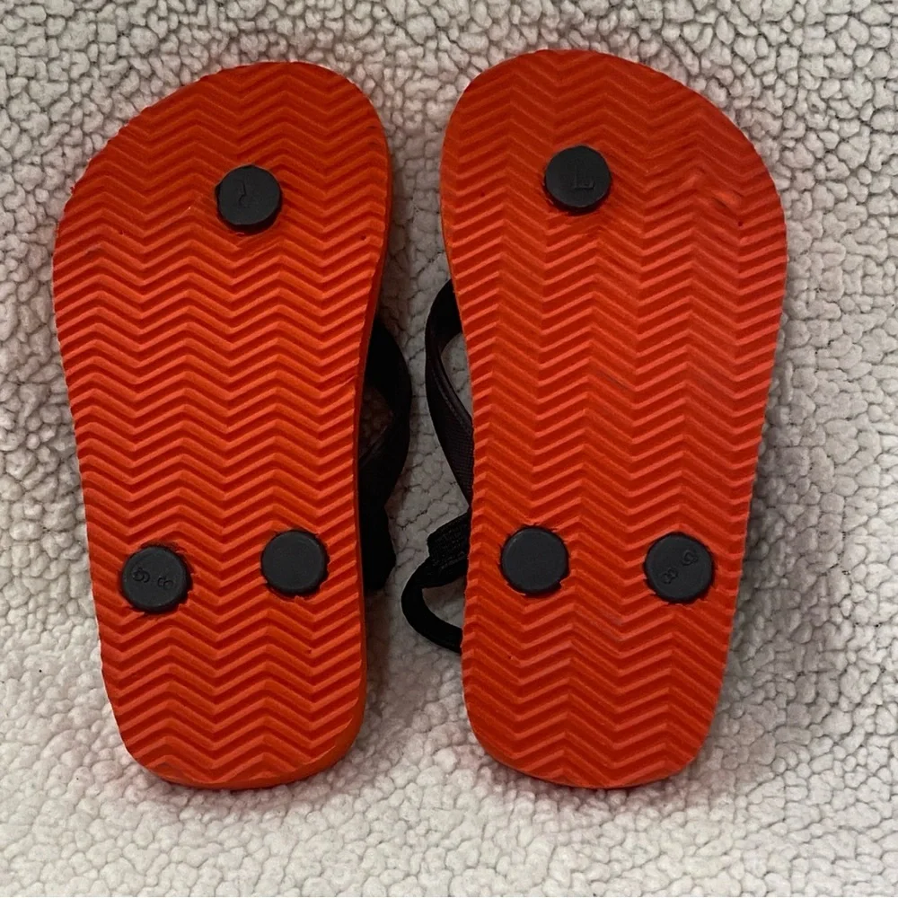 Puma Flip Flops Orange Black‎ Thong Kids Sandals Beach Pool Shoes Size 6.5/7